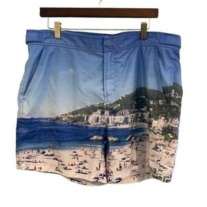 Jachs Blue‎ Swim Trunks Beach Scene Size 36